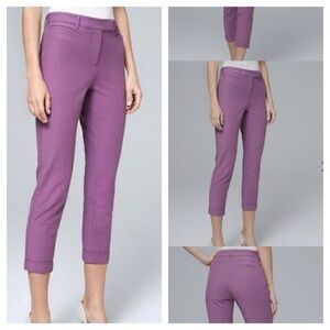 White House Black Market The Slim Crop Purple Greek‎ Iris pants woman’s size 0